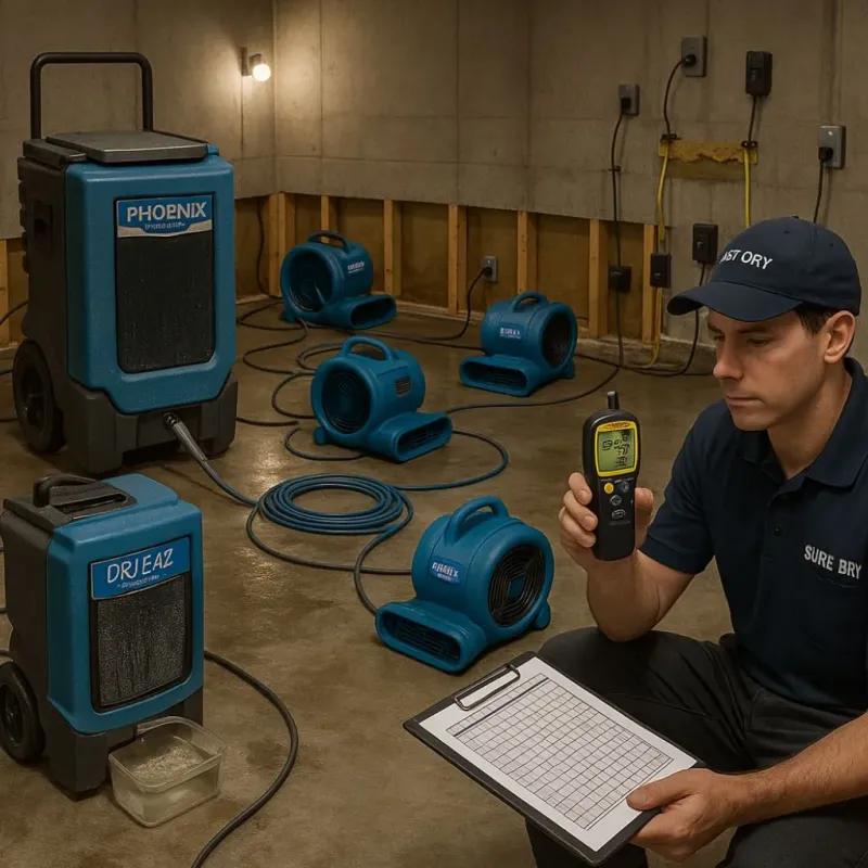 Structural Drying and Dehumidification process in Fall River, MA